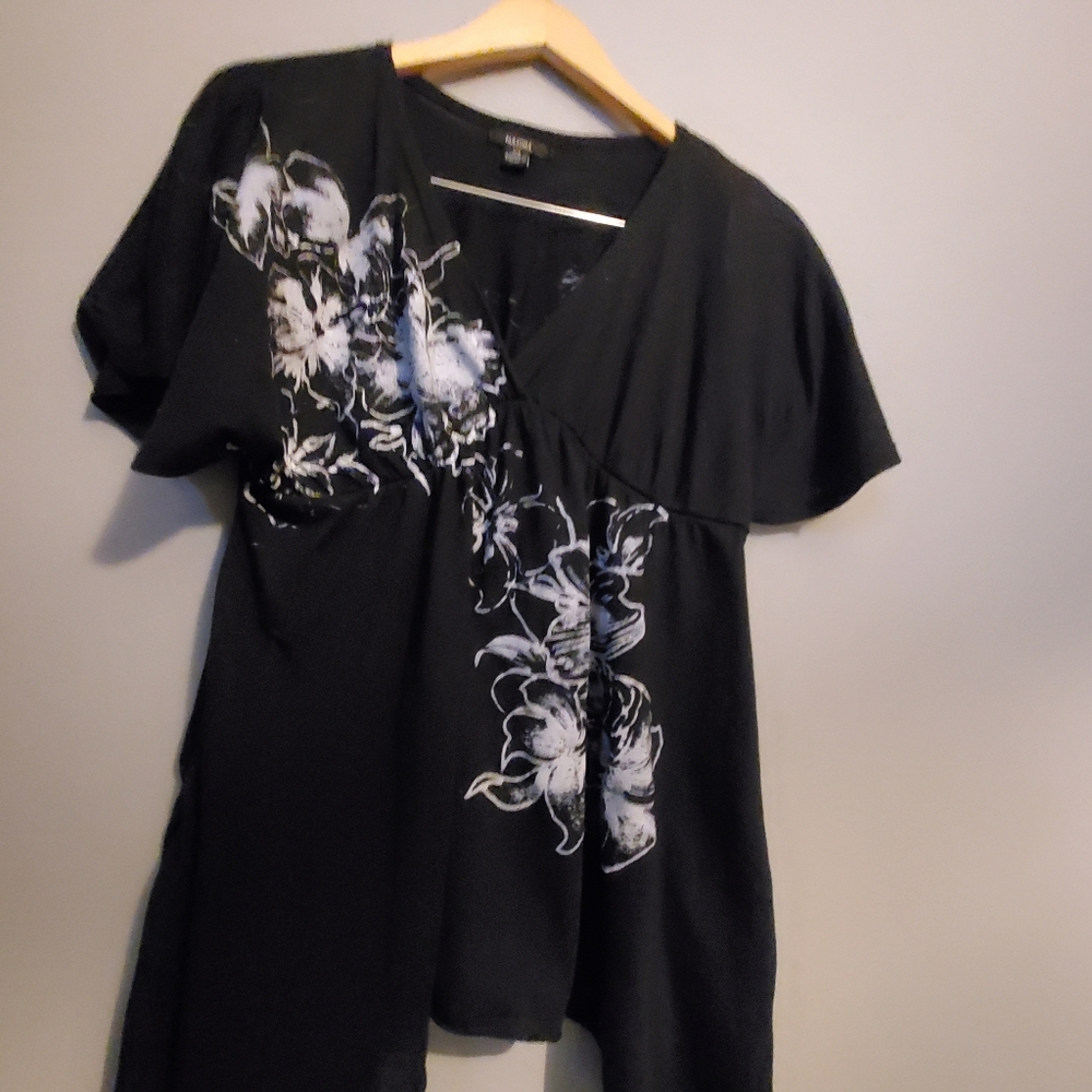 Majora Black Floral Print Shirt - Size S